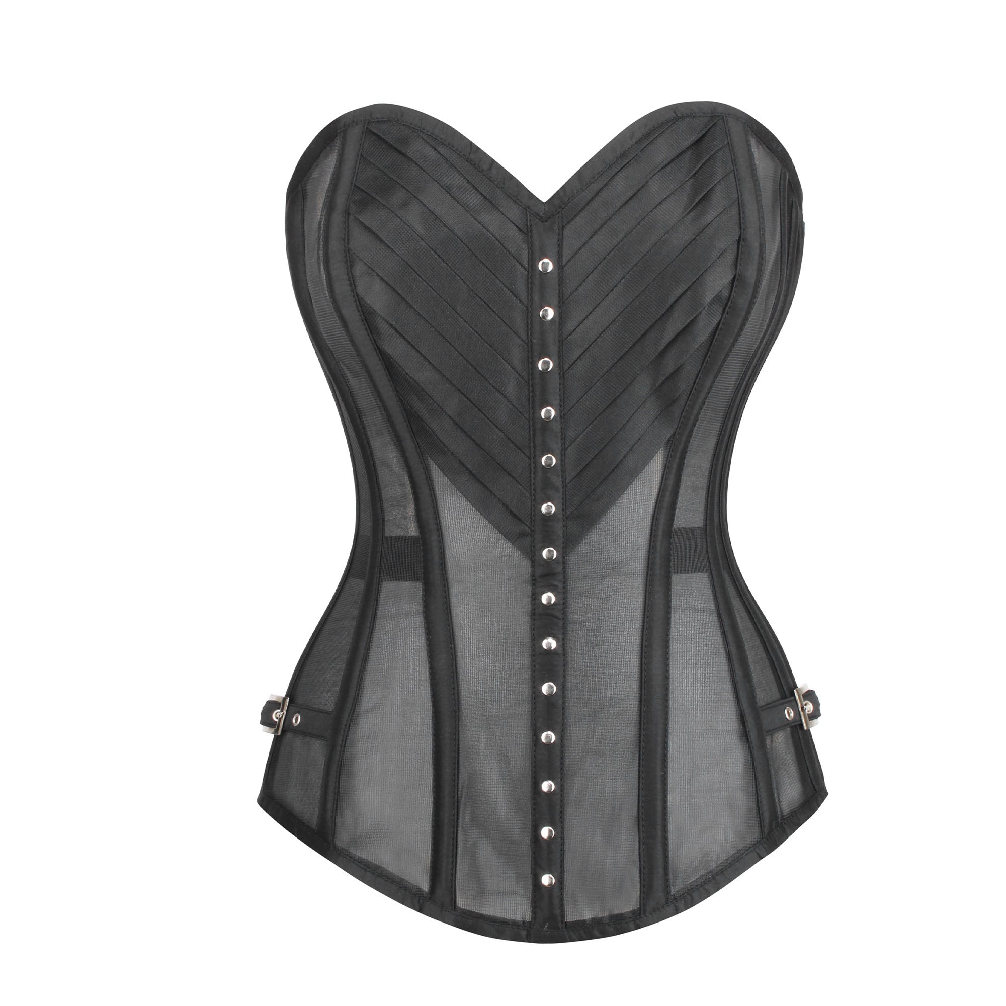 Women Mesh Overbust Corset – Sheer Boned Bustier Top