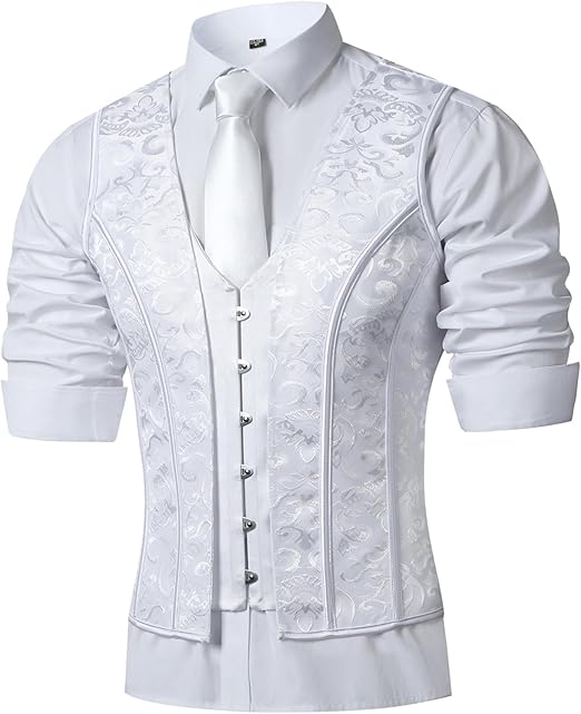 Mens Corset Vests - White Waistcoat