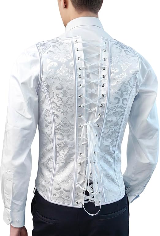 Mens Corset Vests - White Waistcoat