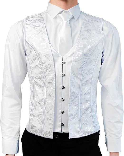 Mens Corset Vests - White Waistcoat