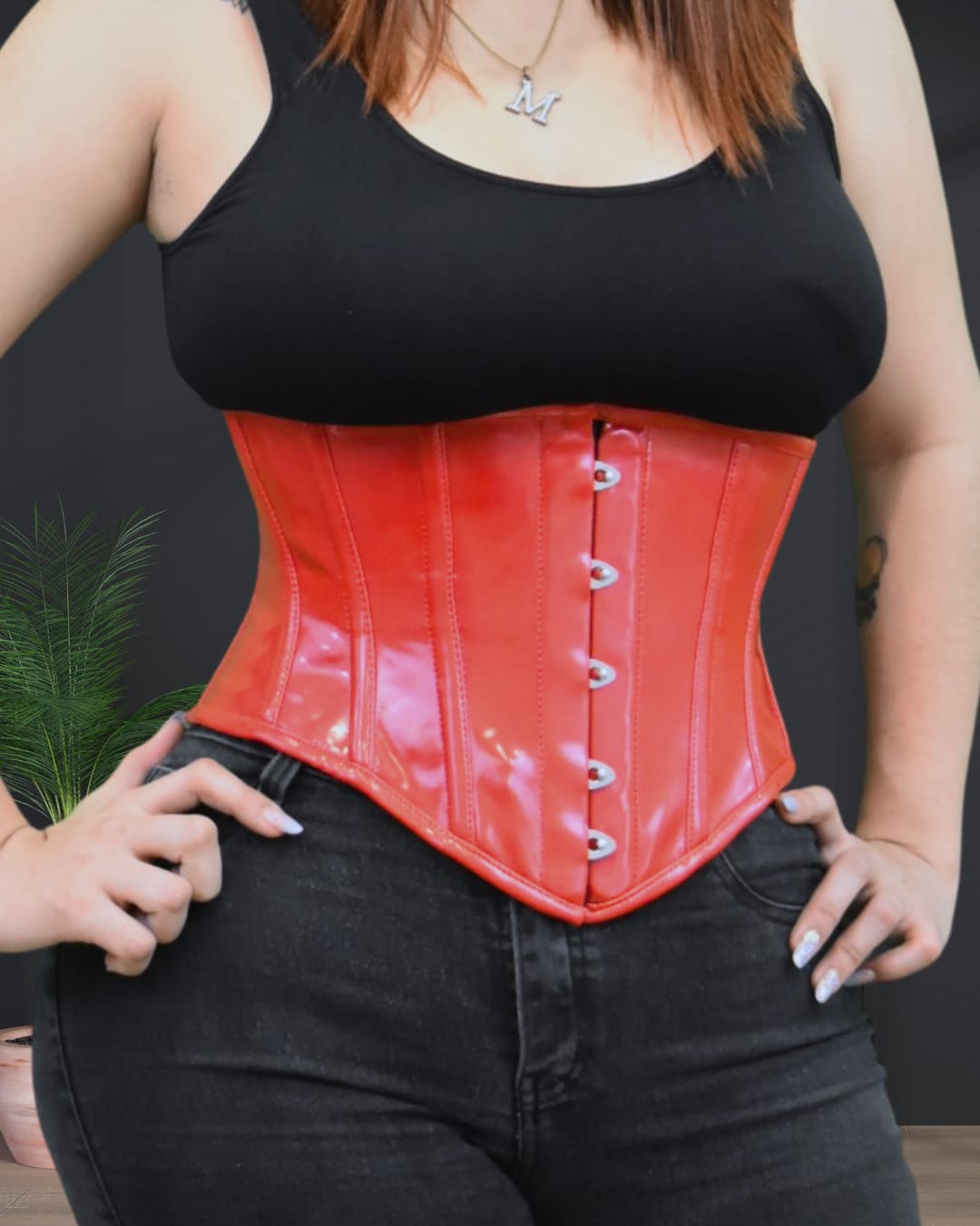 Red Glossy Underbust Waist Corset