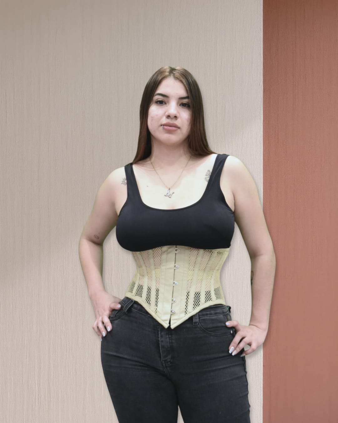 Beige Mesh Underbust Waist Corset