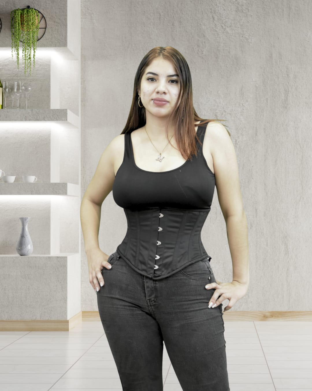 Black Lace-Up Waist Corset