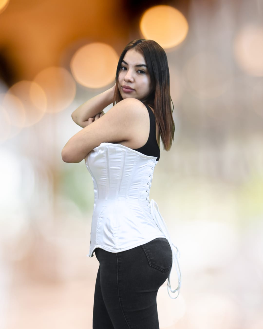 White Overbust Waist Training Corset
