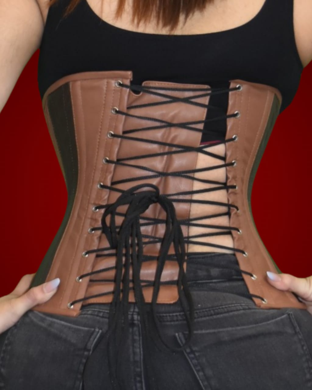 Brown Black Underbust Waist Corset