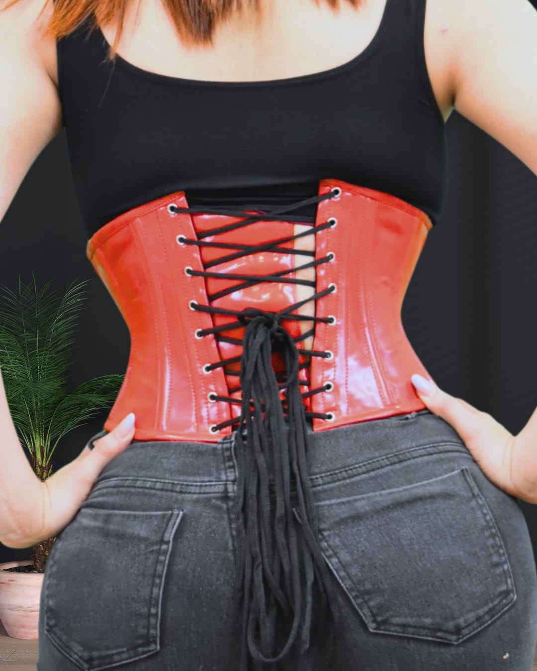 Red Glossy Underbust Waist Corset