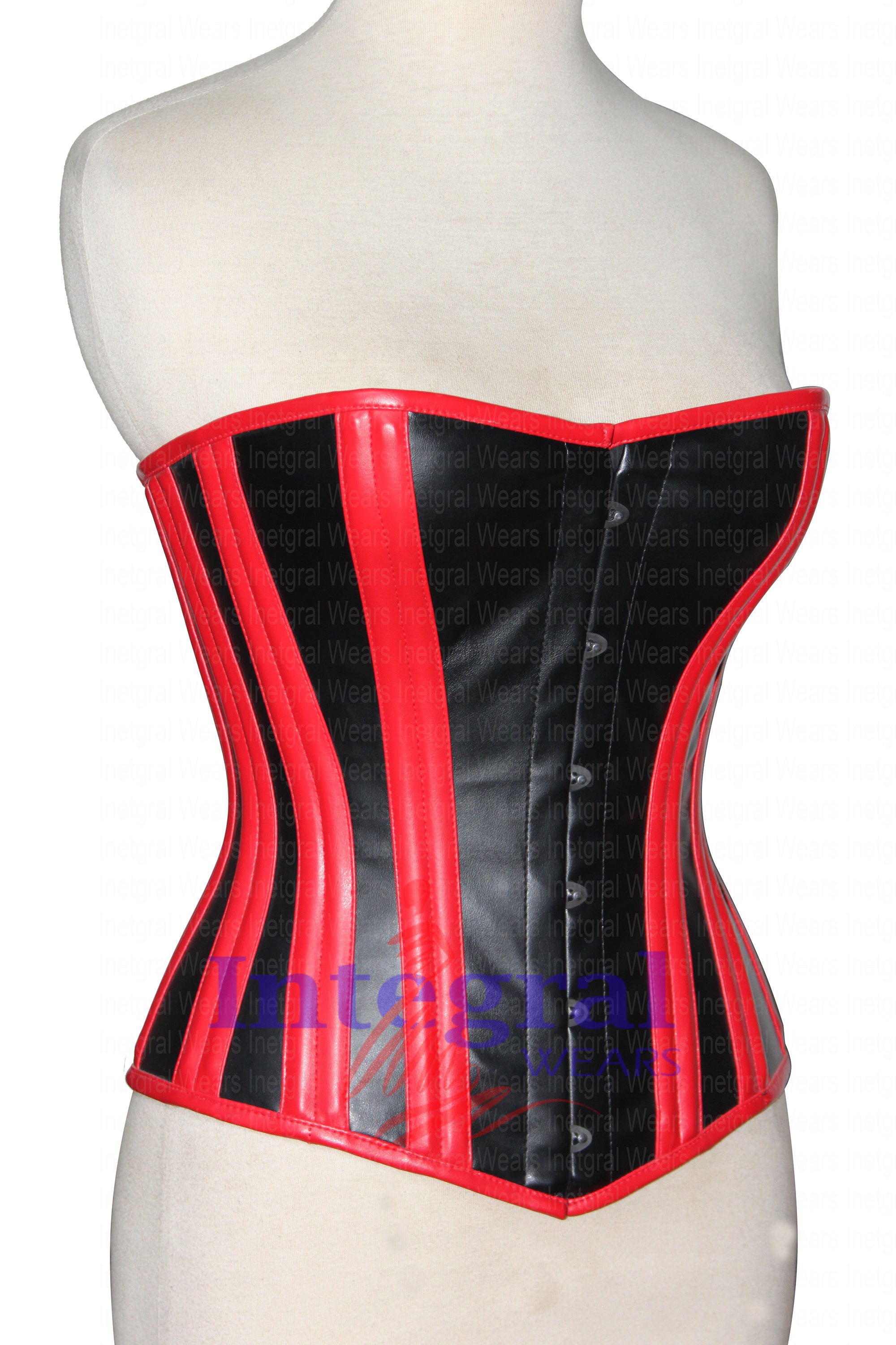 Red & Black Overbust Steampunk Corset Waist Trainer