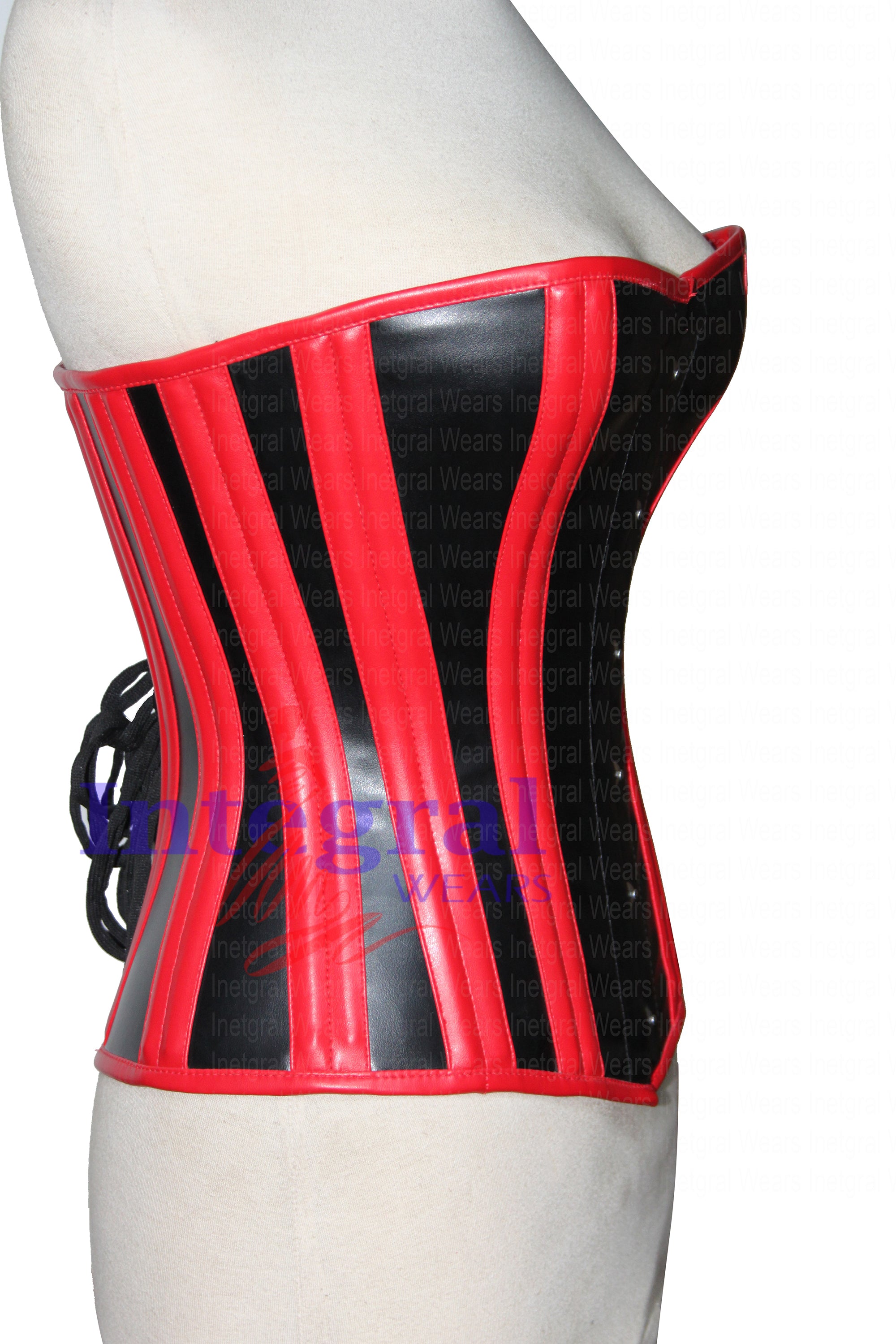 Red & Black Overbust Steampunk Corset Waist Trainer